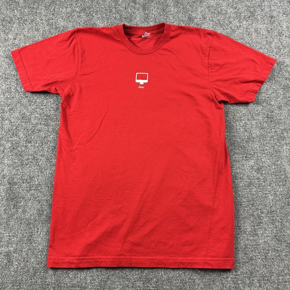 Apple Employee IMac Shirt Mens Medium‎ Red Graphic Logo Tee American Apparel Mac